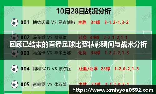 回顾已结束的直播足球比赛精彩瞬间与战术分析